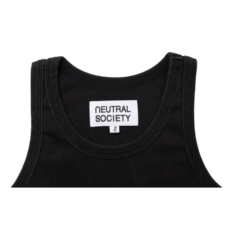 NEUTRAL SOCIETY ESSENTIAL CROPPED TANK-BLACK