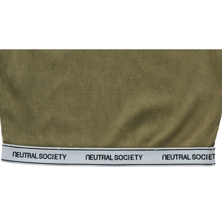 NEUTRAL SOCIETY ESSENTIAL CROPPED TANK-OLIVE