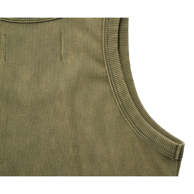NEUTRAL SOCIETY ESSENTIAL CROPPED TANK-OLIVE