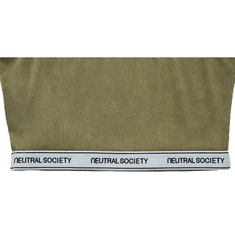 NEUTRAL SOCIETY ESSENTIAL CROPPED TANK-OLIVE