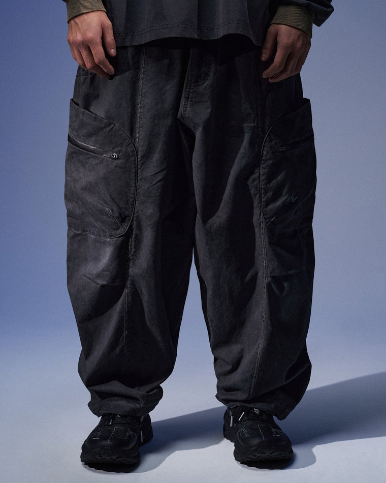 NINE POINT NINE ELEMENT DYE POCKET PANTS-WASHED BLACK