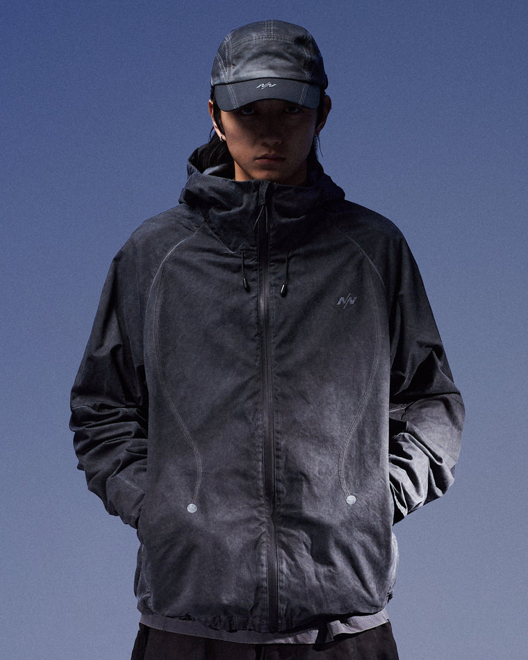NINE POINT NINE ELEMENT DYE WINDBREAKER JACKET-WASHED BLACK