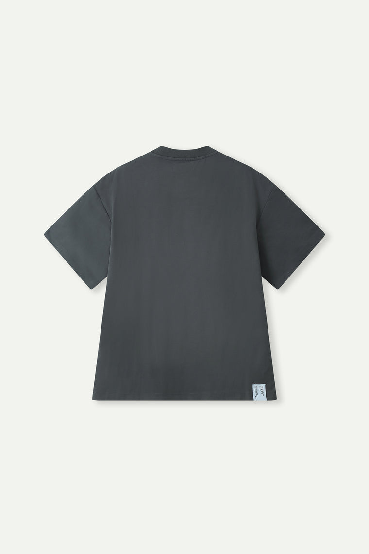 ESPRIT EMBROIDERED LOGO T-SHIRT-DARK GREY