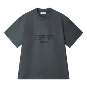 ESPRIT EMBROIDERED LOGO T-SHIRT-DARK GREY