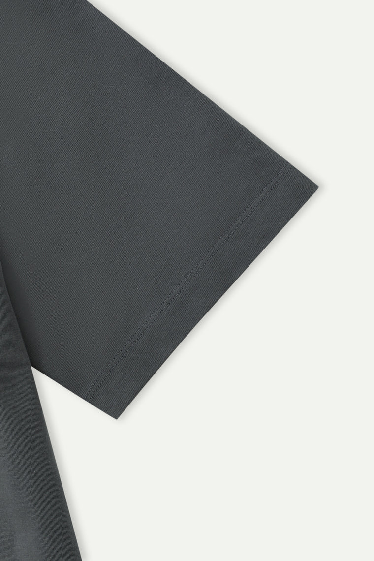 ESPRIT EMBROIDERED LOGO T-SHIRT-DARK GREY