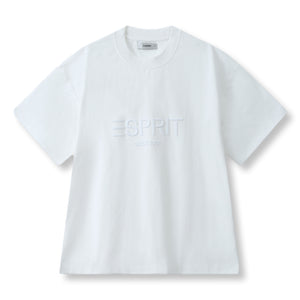 ESPRIT EMBROIDERED LOGO T-SHIRT-WHITE