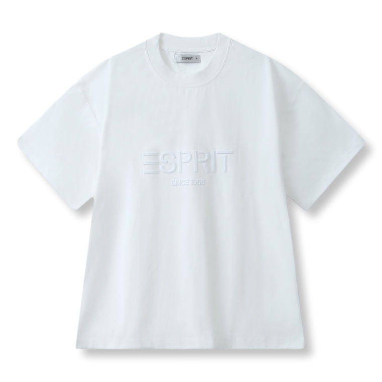 ESPRIT EMBROIDERED LOGO T-SHIRT-WHITE