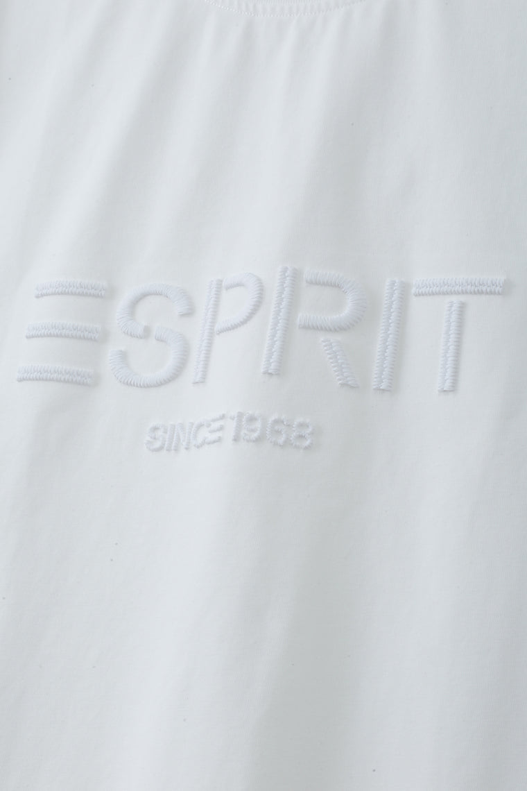 ESPRIT EMBROIDERED LOGO T-SHIRT-WHITE