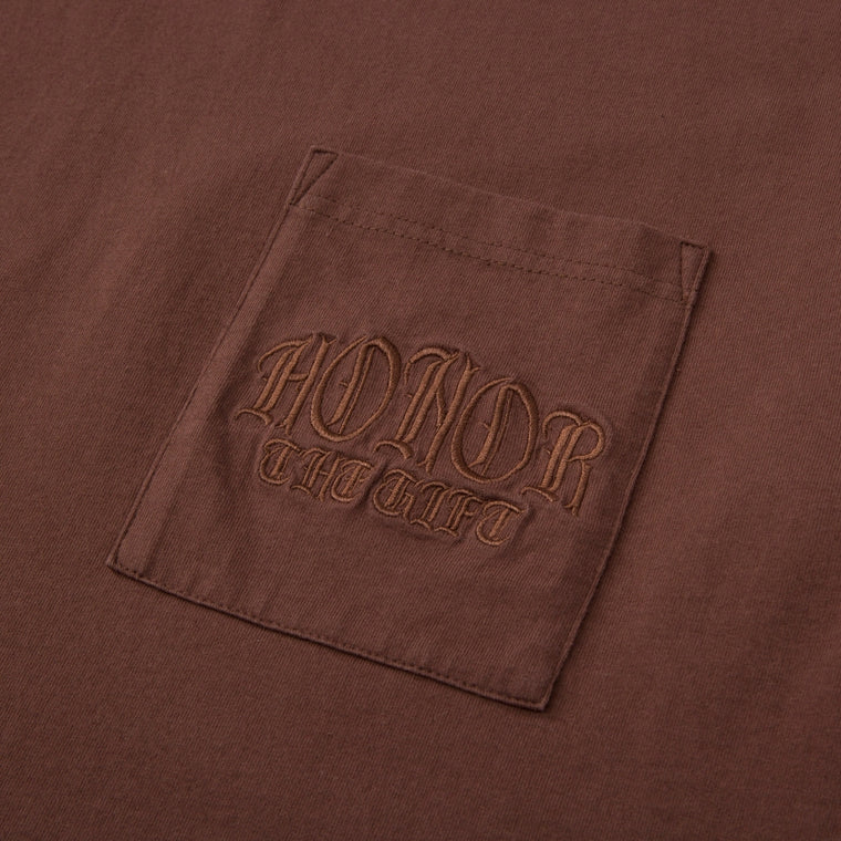 HONOR THE GIFT EMBROIDERED POCKET TEE-BROWN