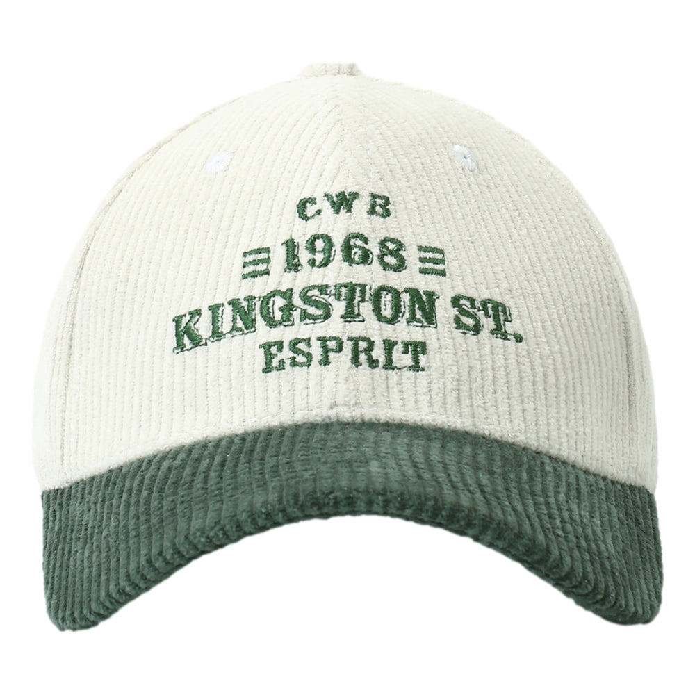 ESPRIT EMBROIDERED CORDUROY CAP - KINGSTON ST.-WHITE/GREEN