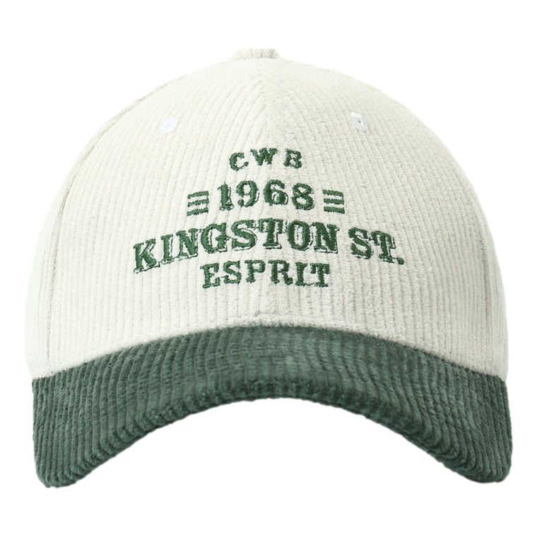 ESPRIT EMBROIDERED CORDUROY CAP - KINGSTON ST.-WHITE/GREEN