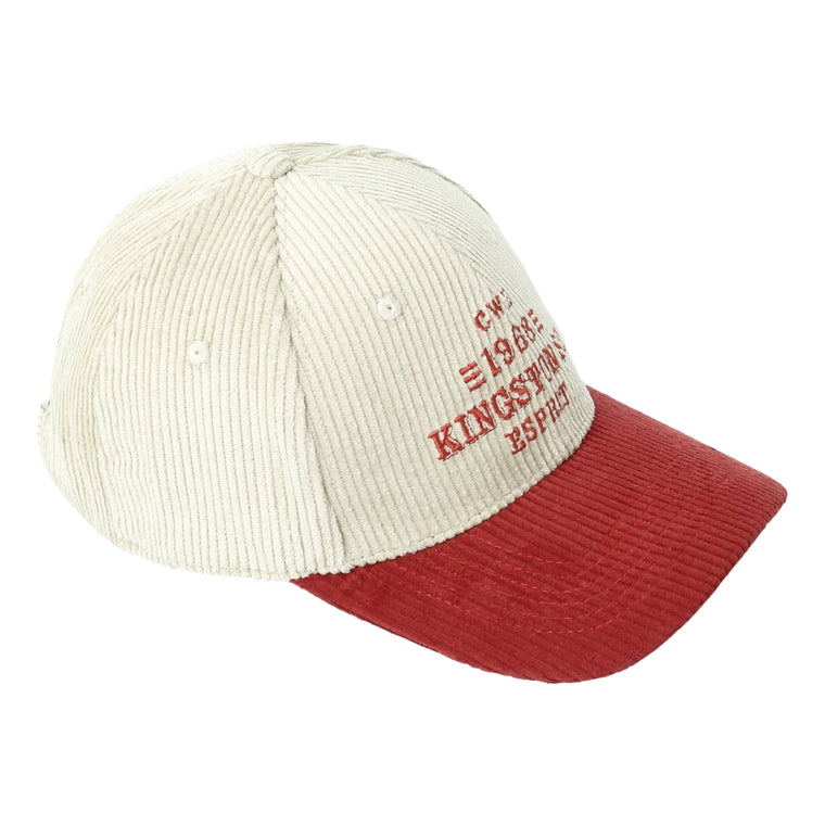 ESPRIT EMBROIDERED CORDUROY CAP - KINGSTON ST.-WHITE/RED