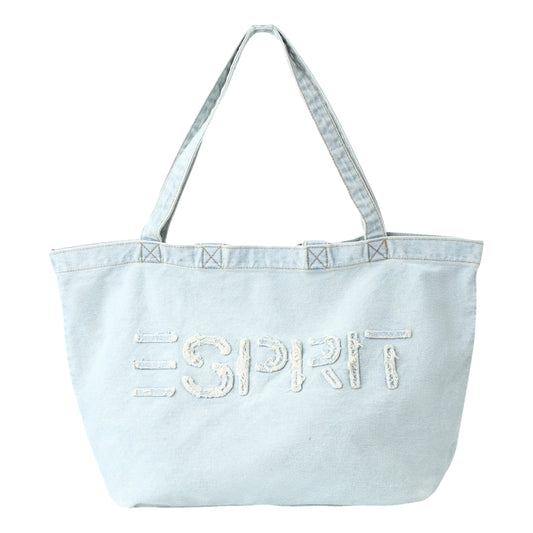 ESPRIT WASHED LOGO TOTE BAG-BLUE