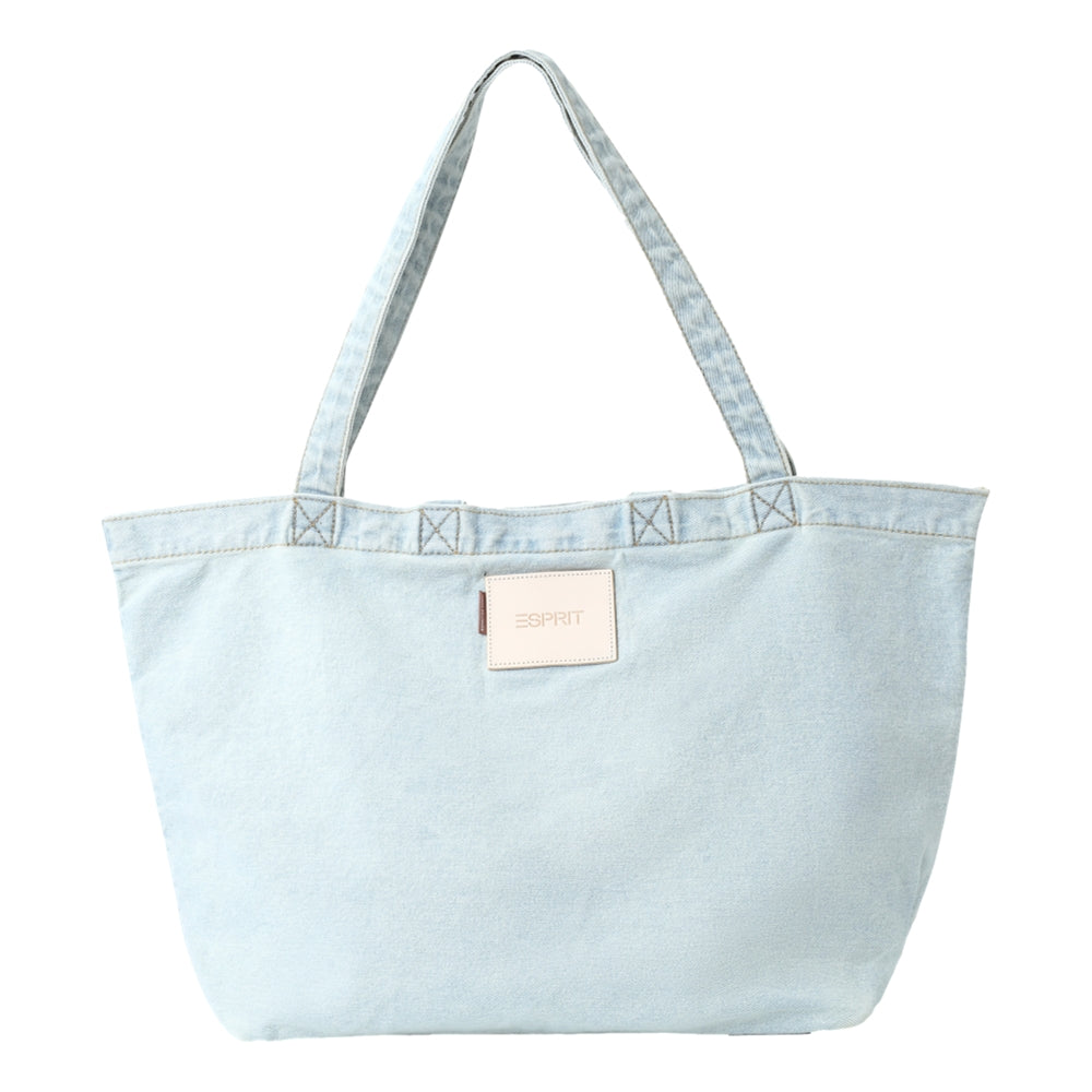 ESPRIT WASHED LOGO TOTE BAG-BLUE