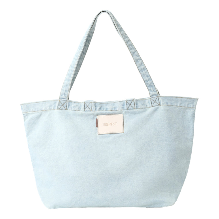 ESPRIT WASHED LOGO TOTE BAG-BLUE
