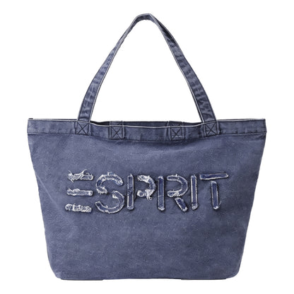 ESPRIT WASHED LOGO TOTE BAG-DARK BLUE