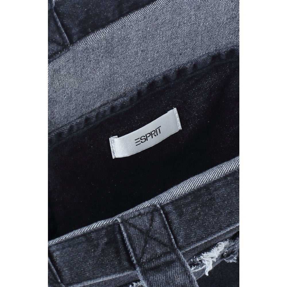 ESPRIT WASHED LOGO TOTE BAG-DENIM BLACK