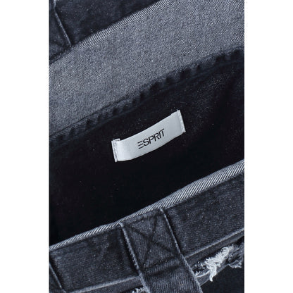 ESPRIT WASHED LOGO TOTE BAG-DENIM BLACK