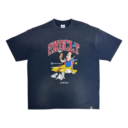 2ND CLOSET "FACETIME" SNOW WHITE WASHED T-SHIRT-WASHED NAVY