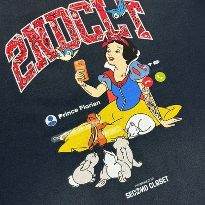 2ND CLOSET "FACETIME" SNOW WHITE WASHED T-SHIRT-WASHED NAVY