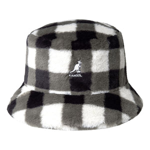 KANGOL FAUX FUR BUCKET-BLACK CHECK