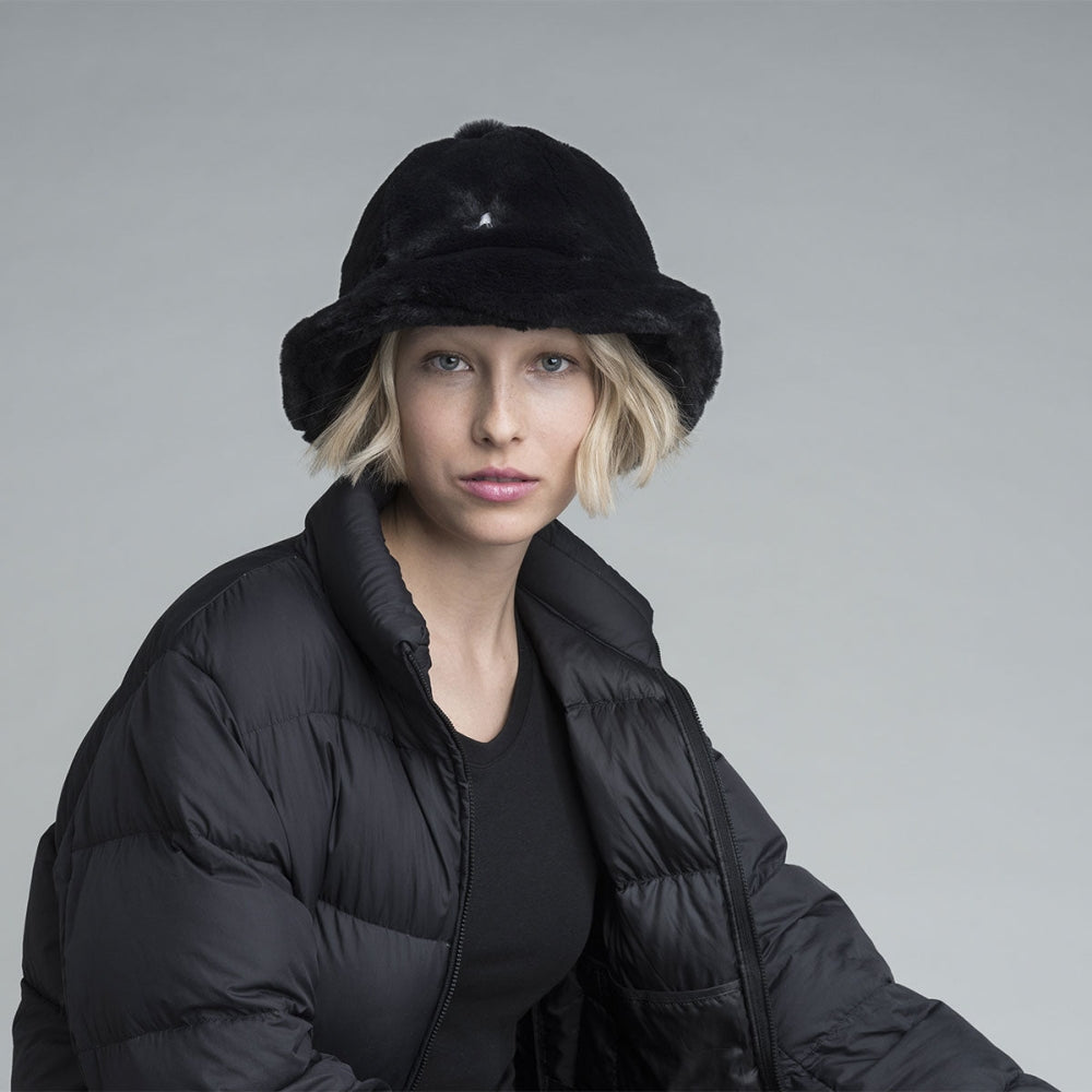 KANGOL FAUX FUR CASUAL-BLACK