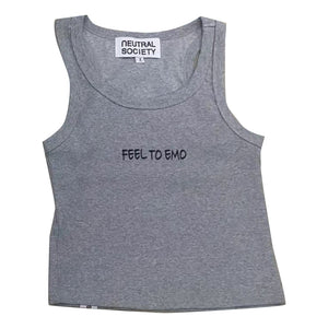 NEUTRAL SOCIETY FEEL TO EMO. TANK TOP-HEATHER GREY