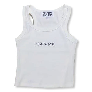 NEUTRAL SOCIETY FEEL TO EMO. TANK TOP-WHITE