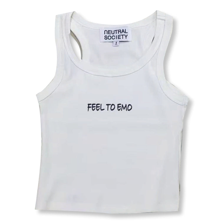 NEUTRAL SOCIETY FEEL TO EMO. TANK TOP-WHITE