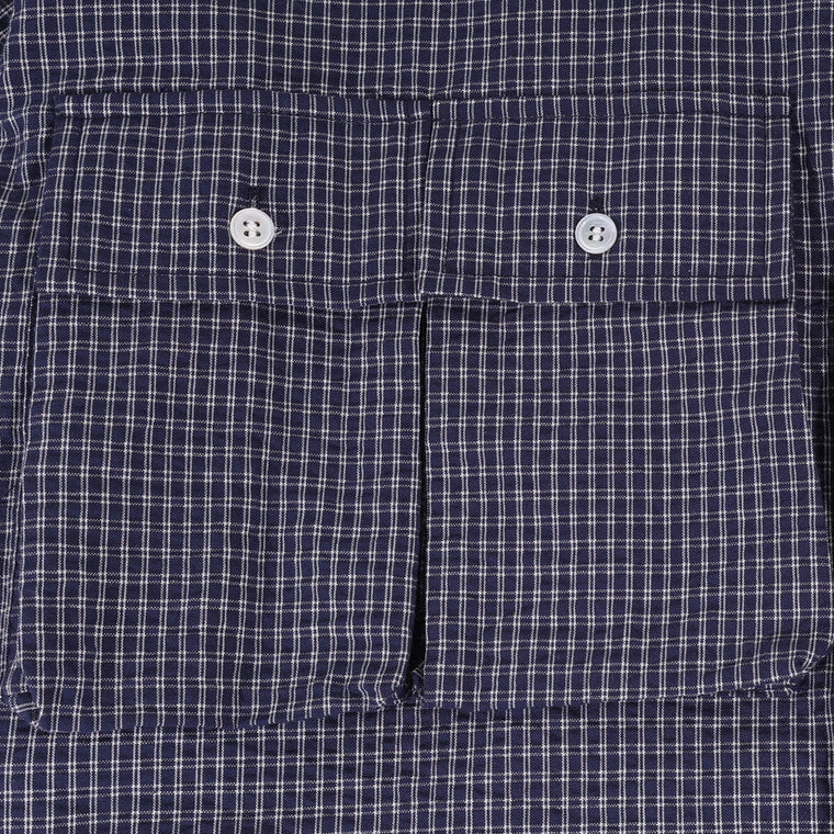A[S]USL FOUR POCKETS CHECK SHIRT-NAVY CHECKS