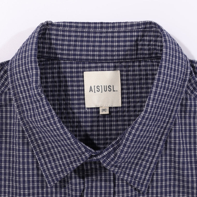 A[S]USL FOUR POCKETS CHECK SHIRT-NAVY CHECKS