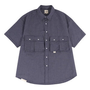 A[S]USL FOUR POCKETS CHECK SHIRT-NAVY CHECKS