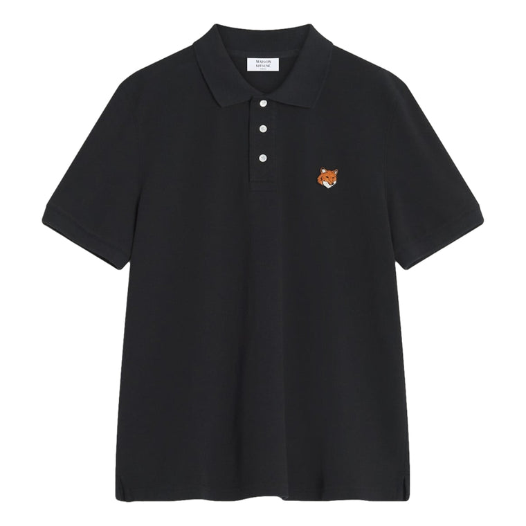MAISON KITSUNE FOX HEAD REGULAR POLO-BLACK