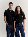 MAISON KITSUNE FOX HEAD REGULAR POLO-BLACK