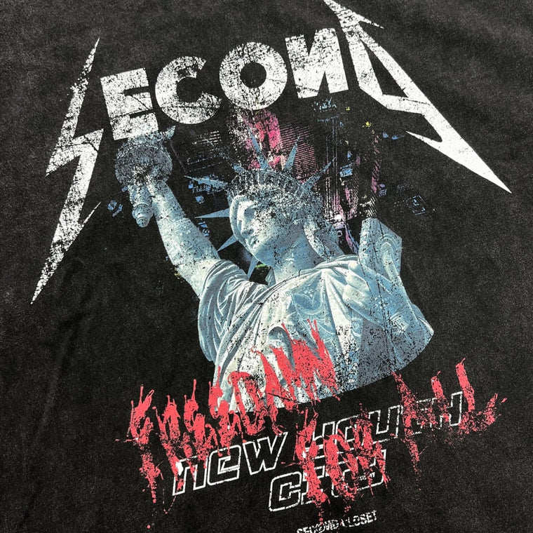 2ND CLOSET "FREEDAMN FOR ALL" WASHED CROPPED T-SHIRT-BLACK