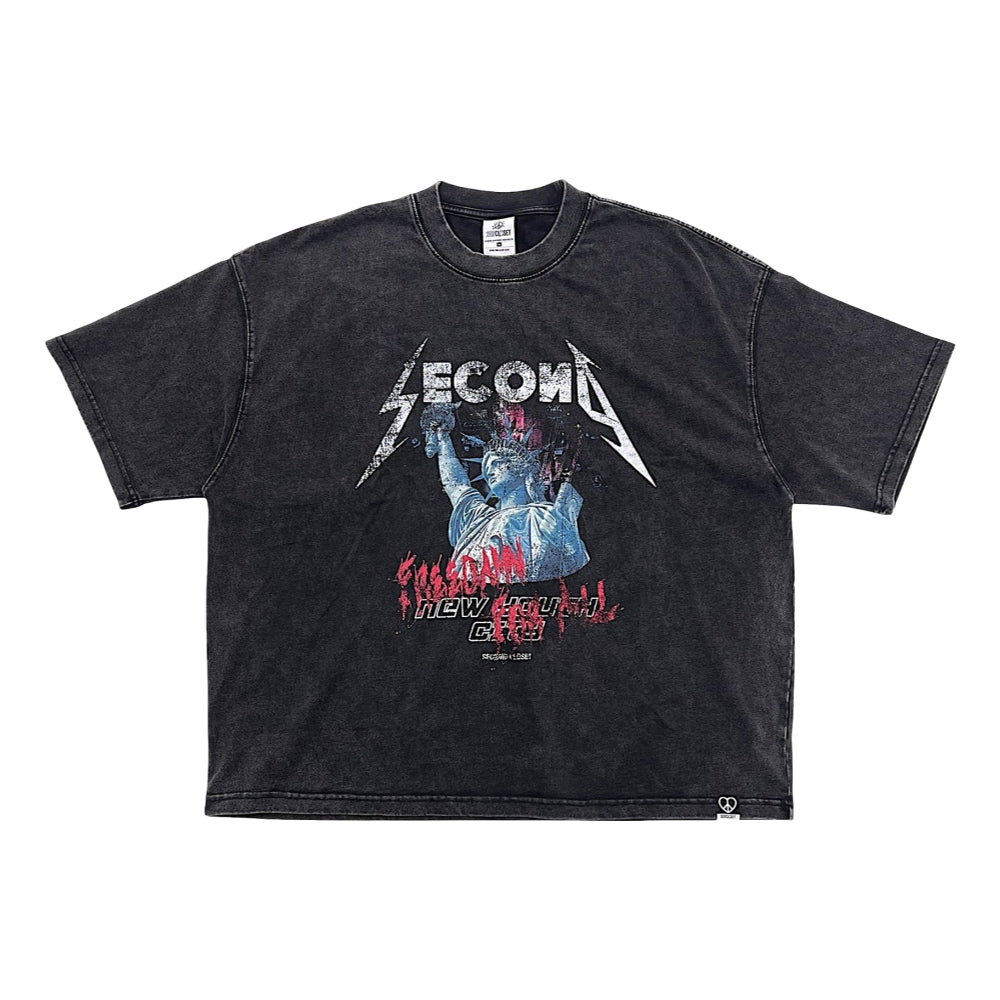 2ND CLOSET “FREEDAMN FOR ALL” WASHED BOXY T-SHIRT-BLACK