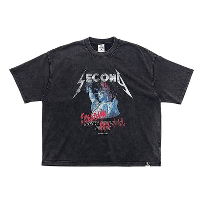 2ND CLOSET “FREEDAMN FOR ALL” WASHED BOXY T-SHIRT-BLACK