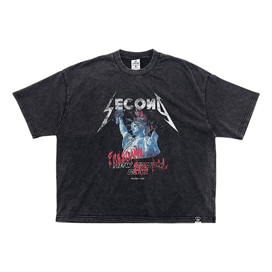 2ND CLOSET “FREEDAMN FOR ALL” WASHED BOXY T-SHIRT-BLACK