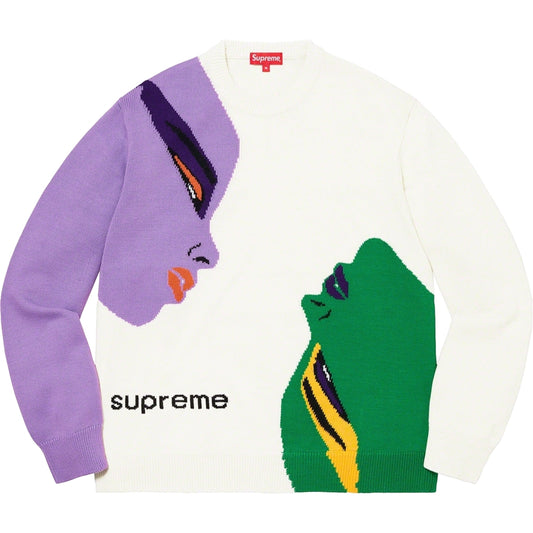SUPREME FACES SWEATER-CREAM