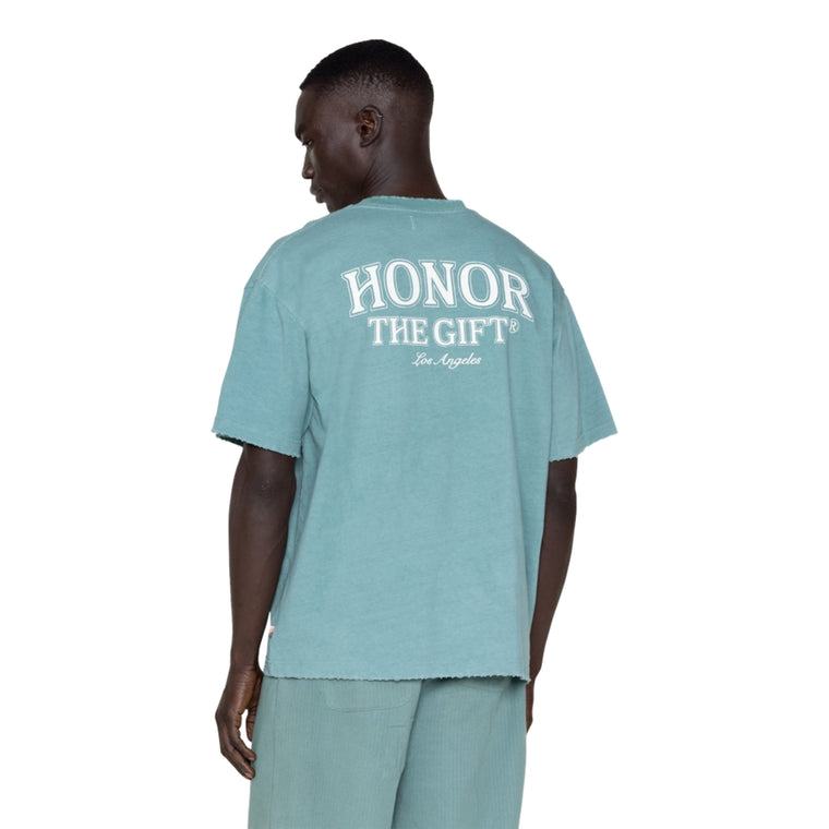HONOR THE GIFT FLORAL POCKET SS TEE-TEAL