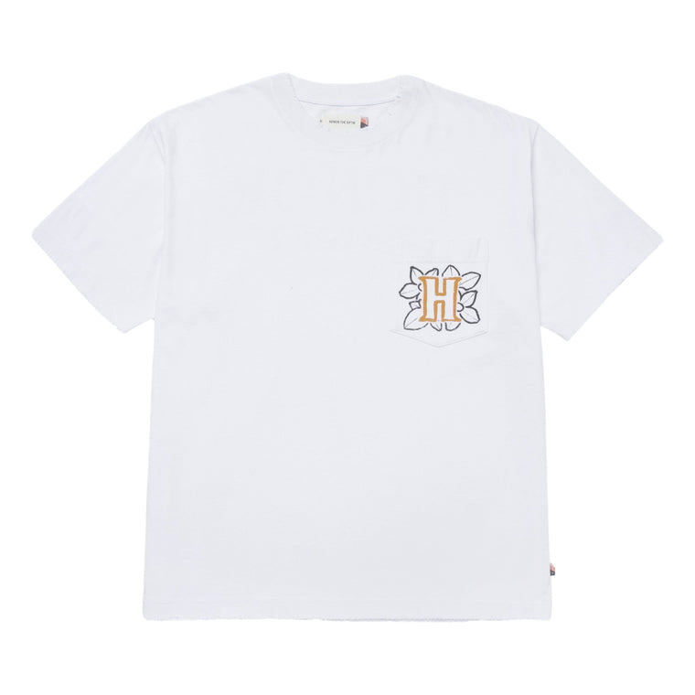 HONOR THE GIFT FLORAL POCKET SS TEE-WHITE
