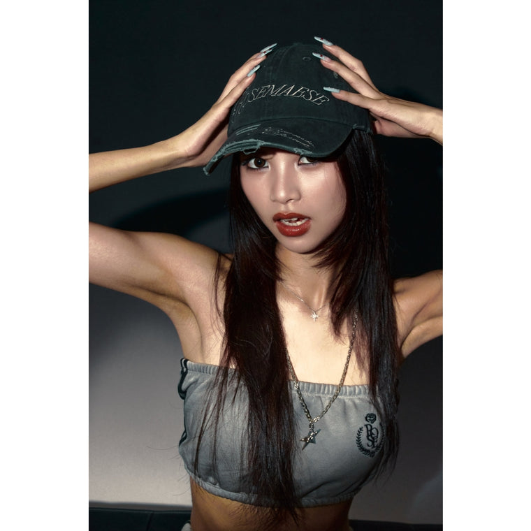 ROSEMAESE FRAYED ROSE CAP - GREY-GREY