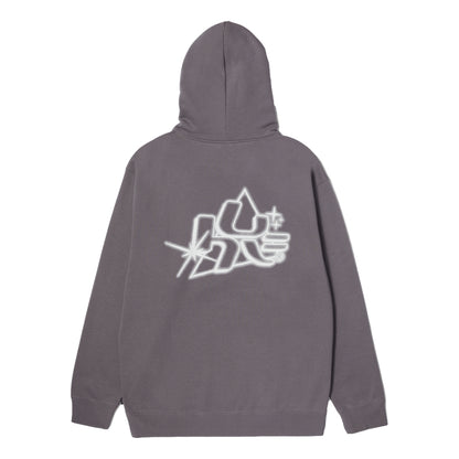 HUF GLOW P/O HOODIE-LIGHT PLUM