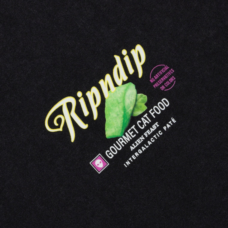RIPNDIP GOURMET CAT FOOD TEE-BLACK VINTAGE WASH