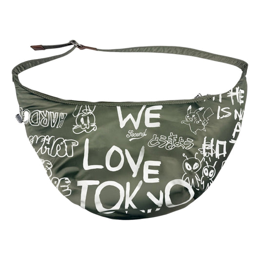 2ND CLOSET "GRAFFITI" MOON CROSSBODY BAG-OLIVE