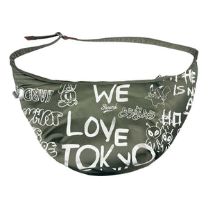 2ND CLOSET "GRAFFITI" MOON CROSSBODY BAG-OLIVE