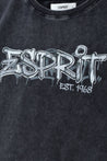 ESPRIT GRAFFITI PRINT CROPPED TEE-BLACK