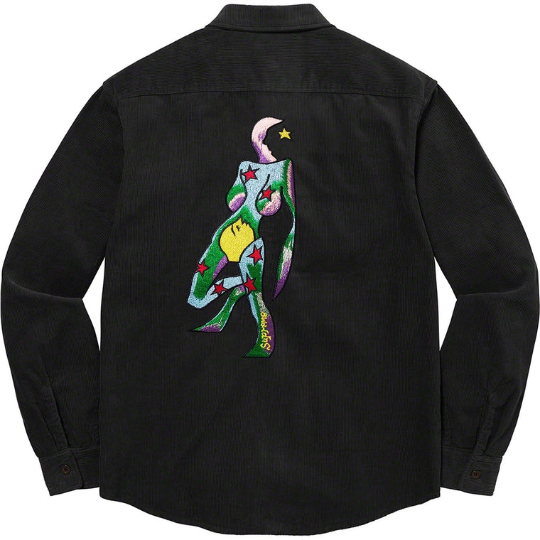SUPREME GONZ CORDUROY WORK SHIRT-BLACK