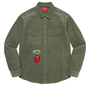 SUPREME GONZ CORDUROY WORK SHIRT-GREEN