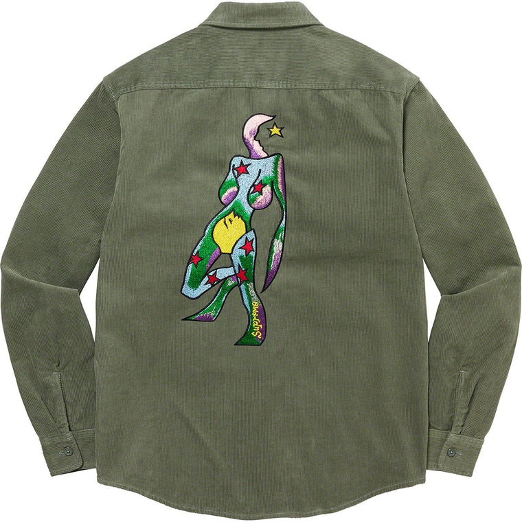 SUPREME GONZ CORDUROY WORK SHIRT-GREEN